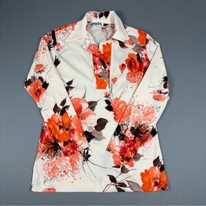 Teddi Floral Blouse - Orange and White Vintage